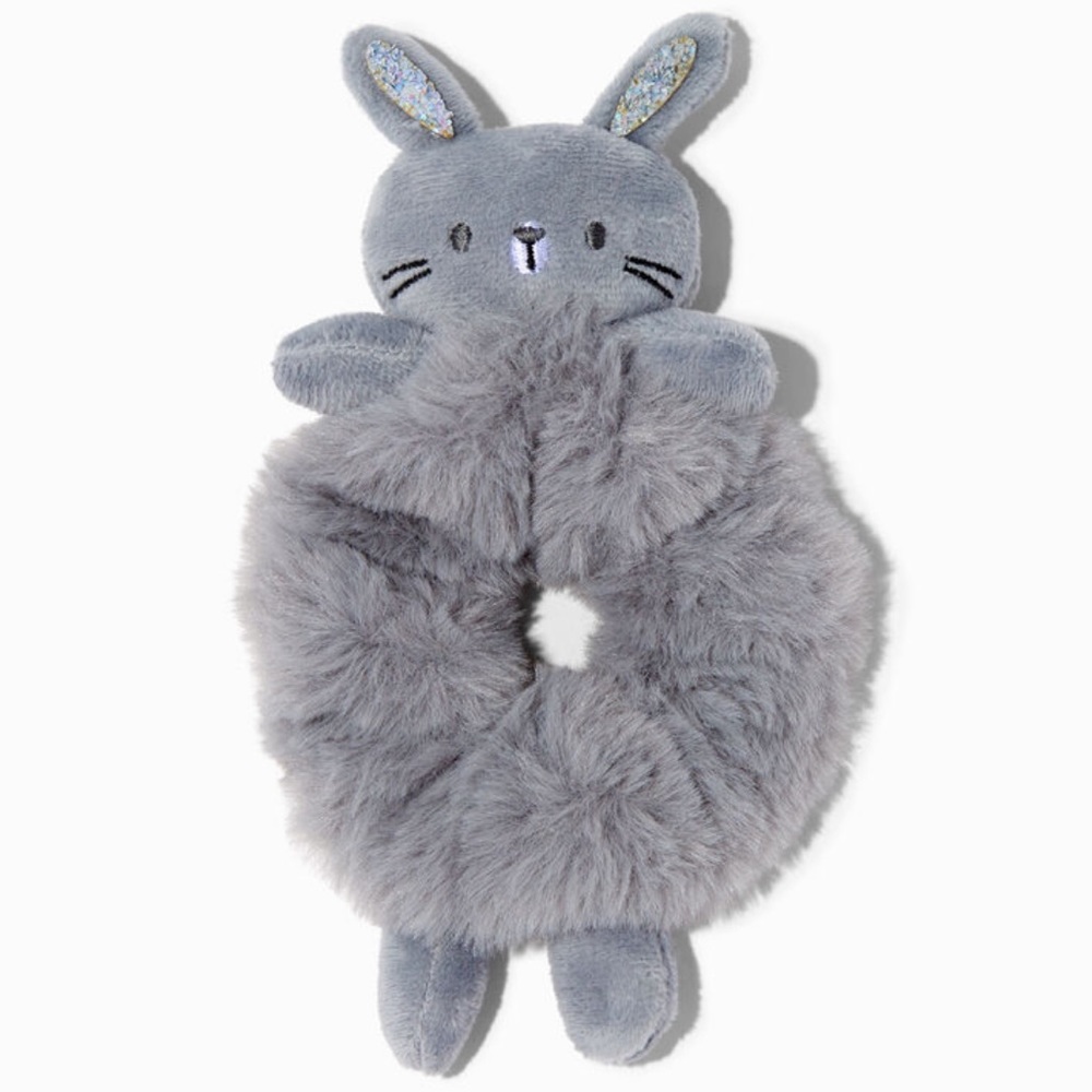 Glitter Grey Bunny Hair Scrunchie